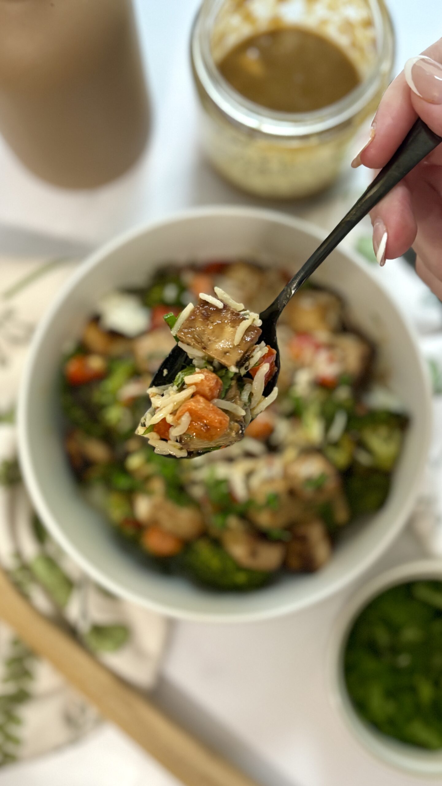 Roasted Tofu Veggie Bowl with Sunflower Sauce