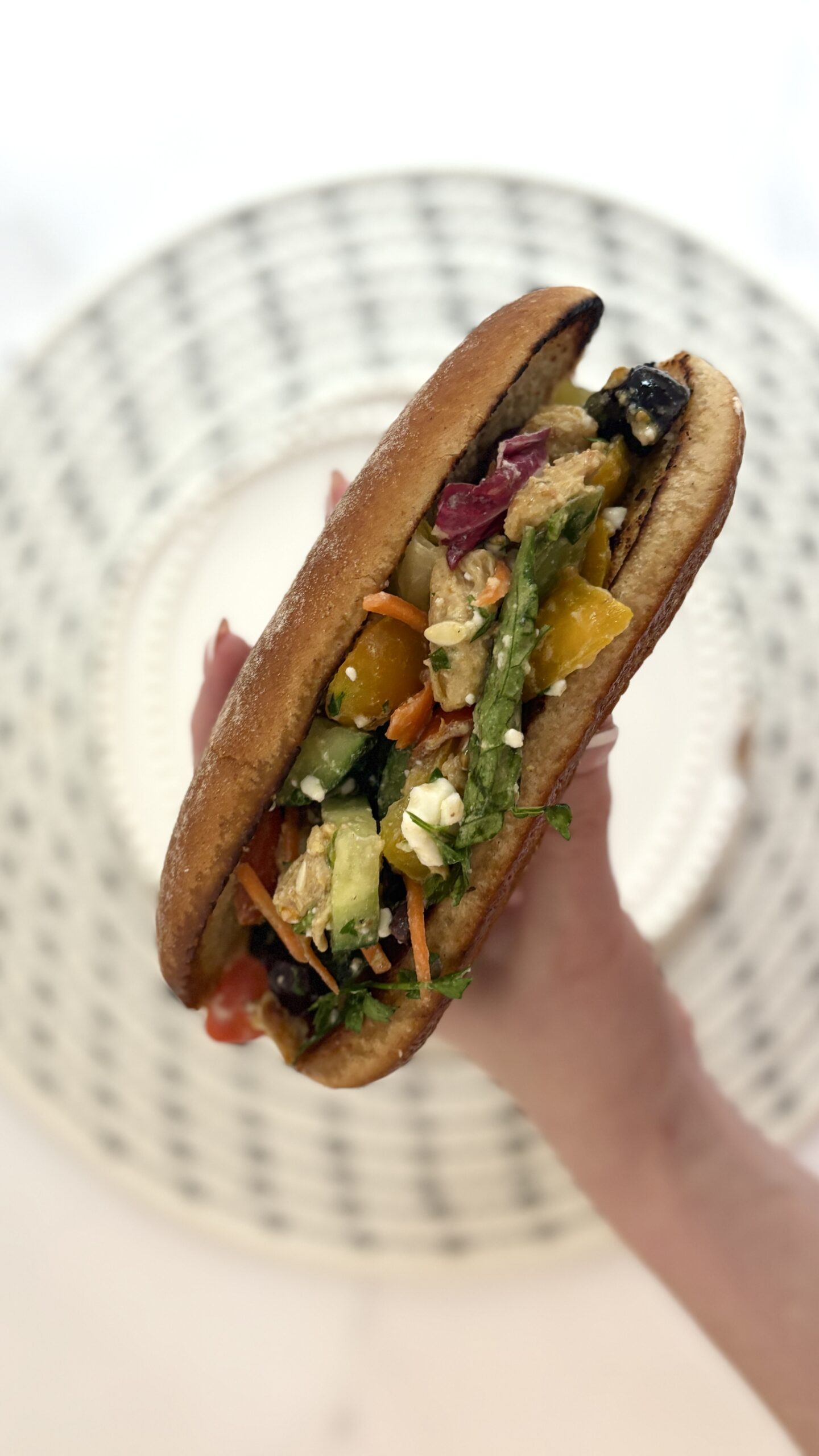 Vegan Greek salad sandwich
