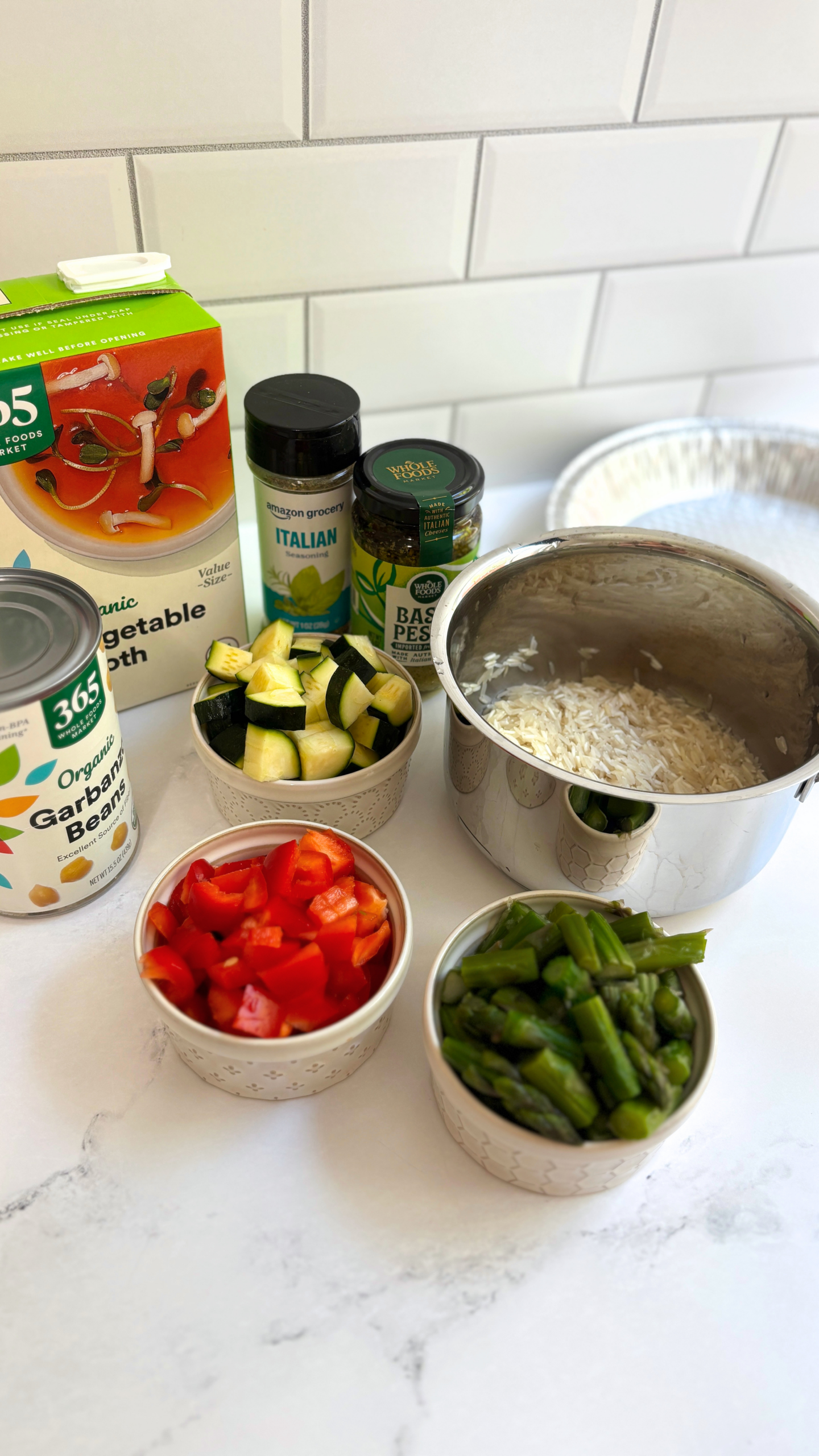One-Pan Pesto Chickpea Rice Bake