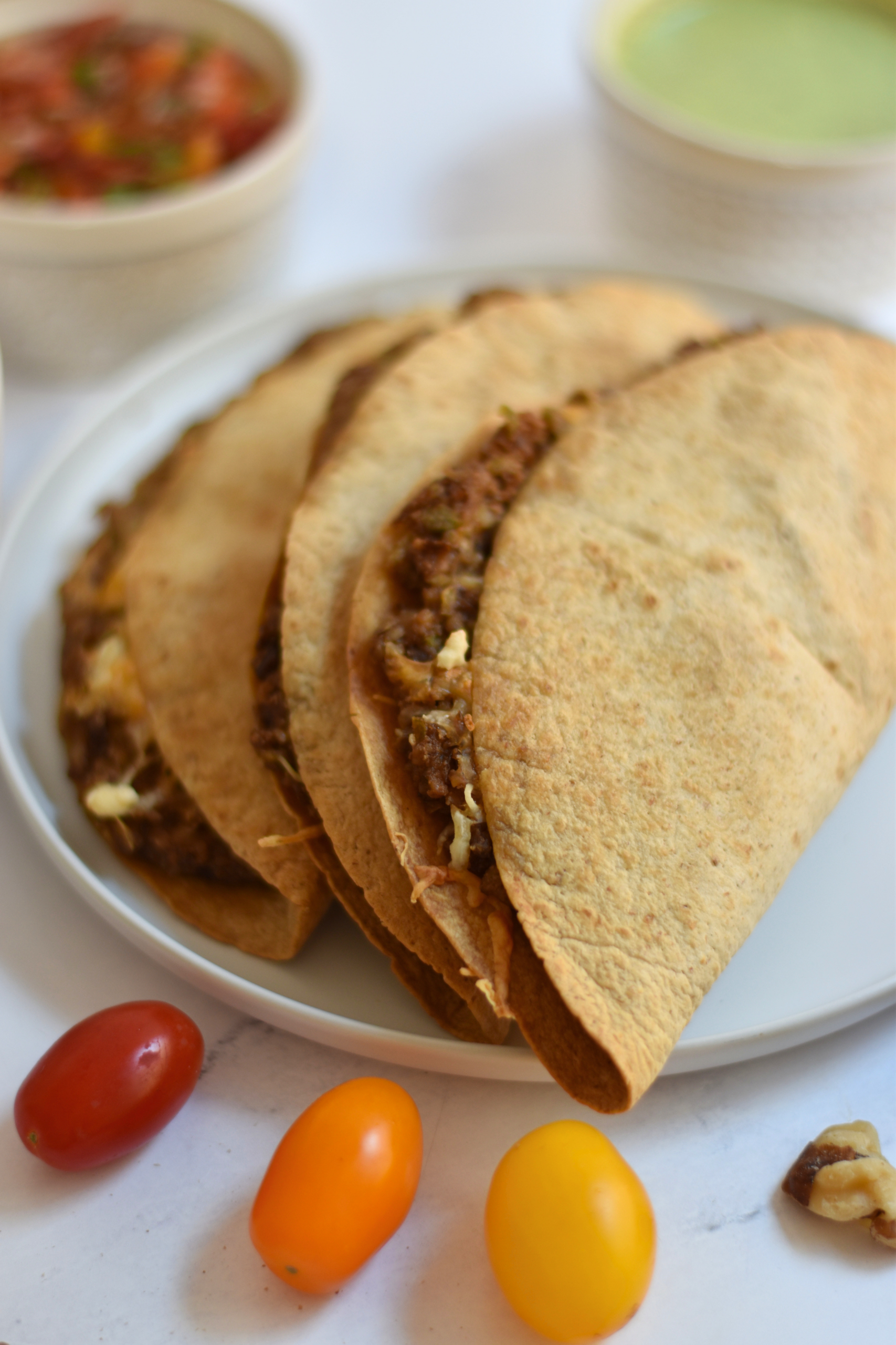 Cheesy Walnut and Lentil Baked Tacos