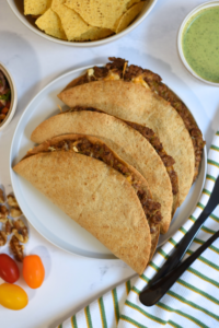 Cheesy Walnut and Lentil Baked Tacos