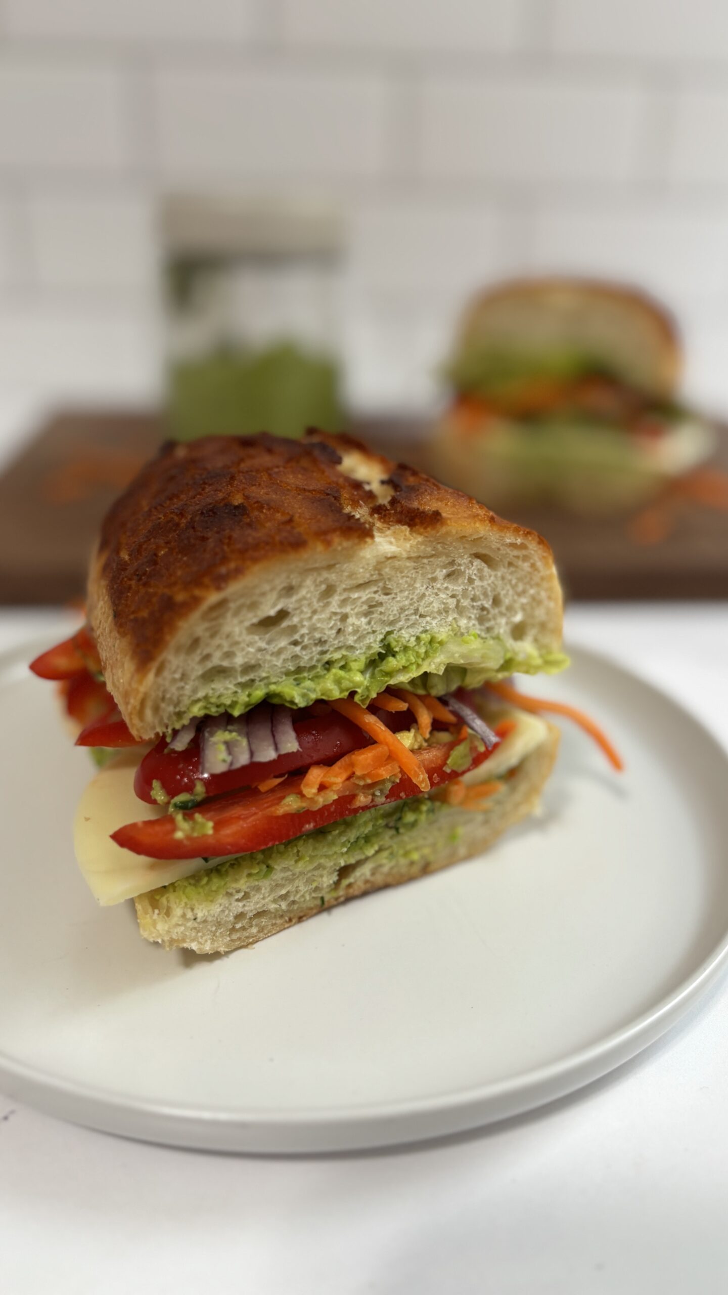 Rainbow Veggie Sandwich with Edamame-Cilantro Spread