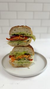 Rainbow Veggie Sandwich with Edamame-Cilantro Spread