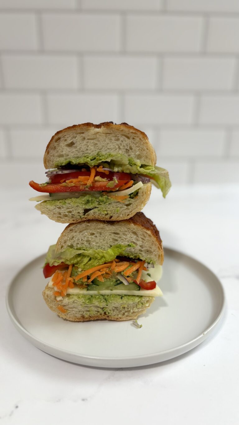 Rainbow Veggie Sandwich with Edamame-Cilantro Spread