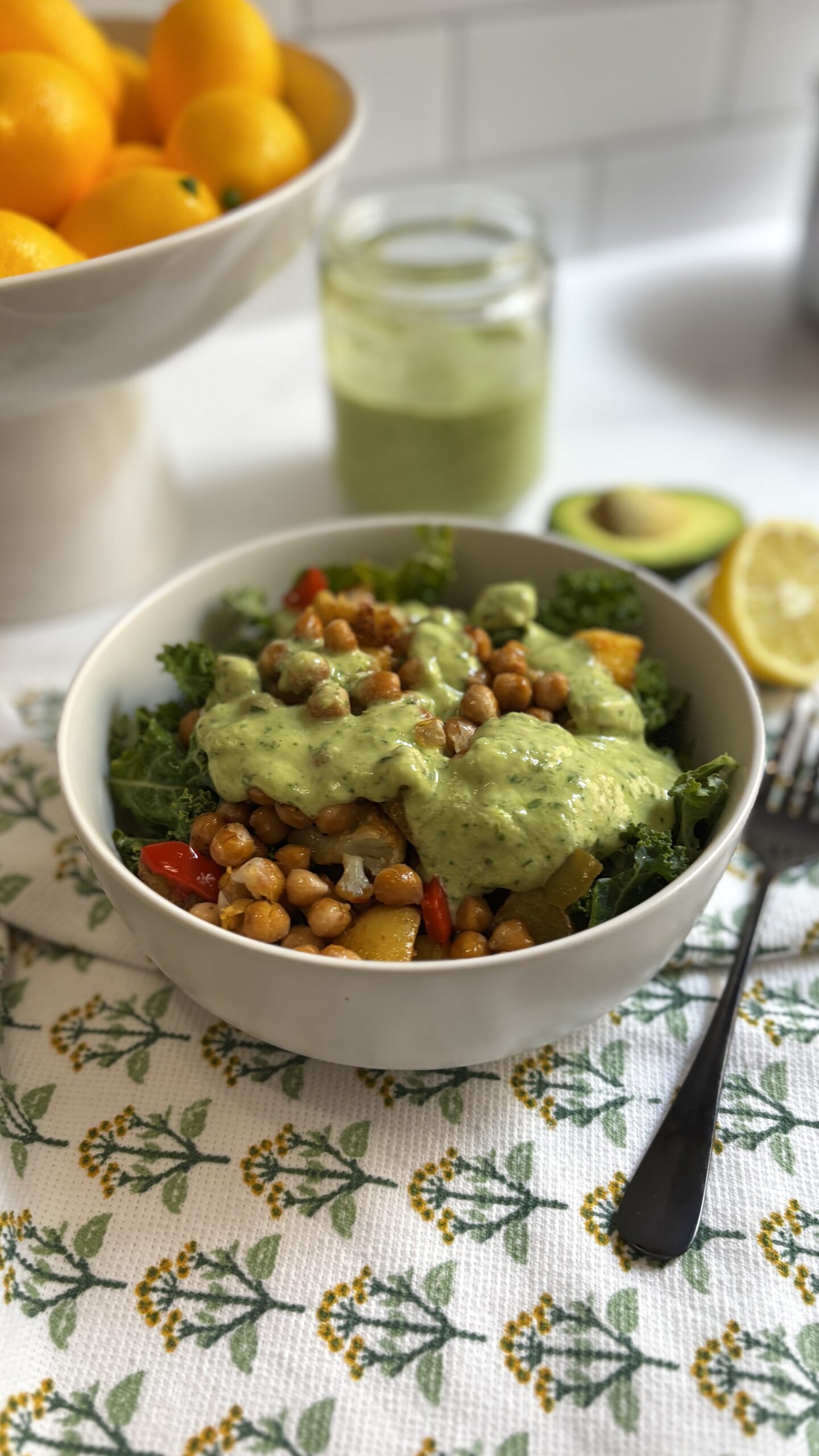 Roasted Chickpea and Potato Kale Bowl