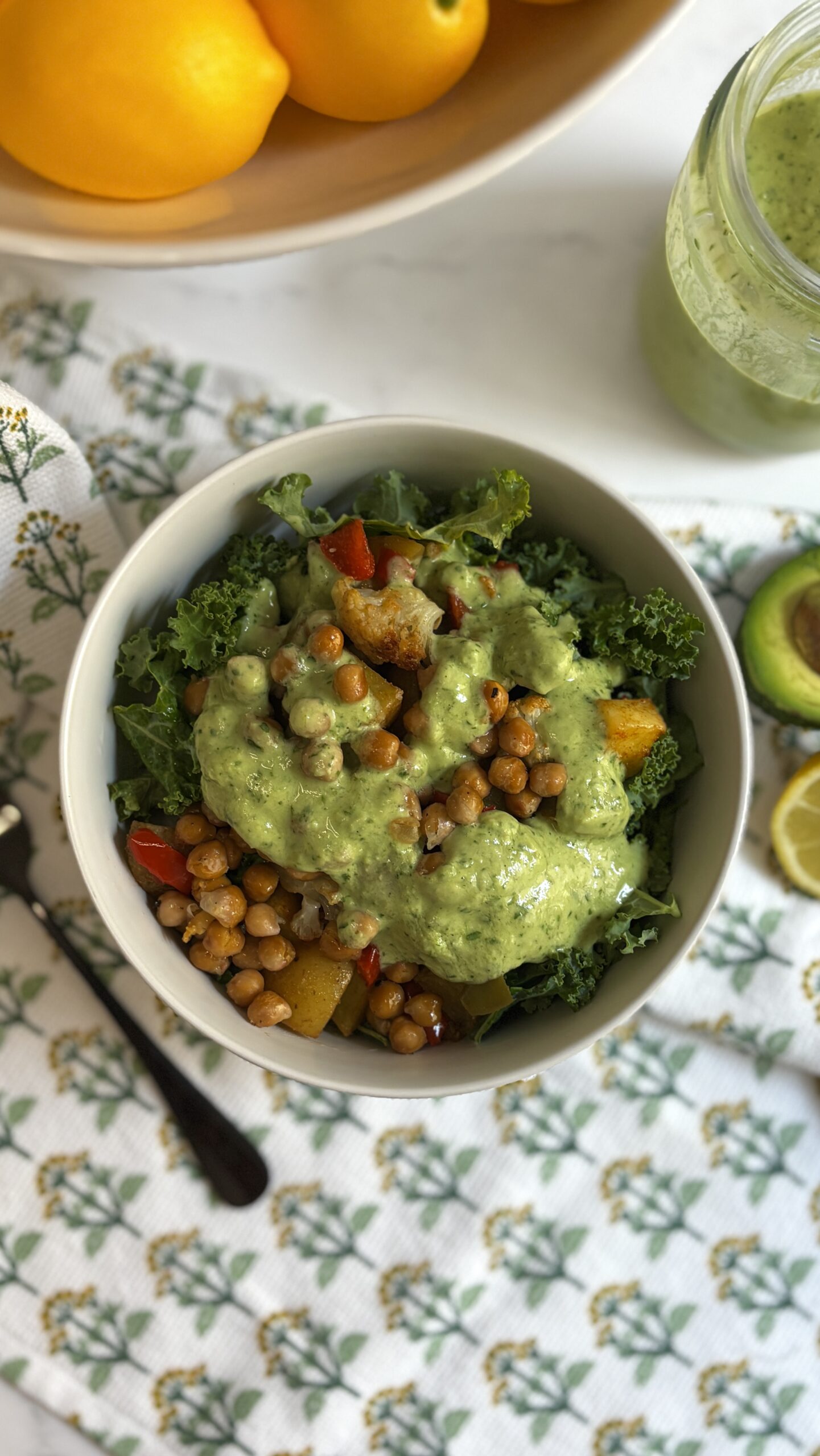 Roasted Chickpea and Potato Kale Bowl