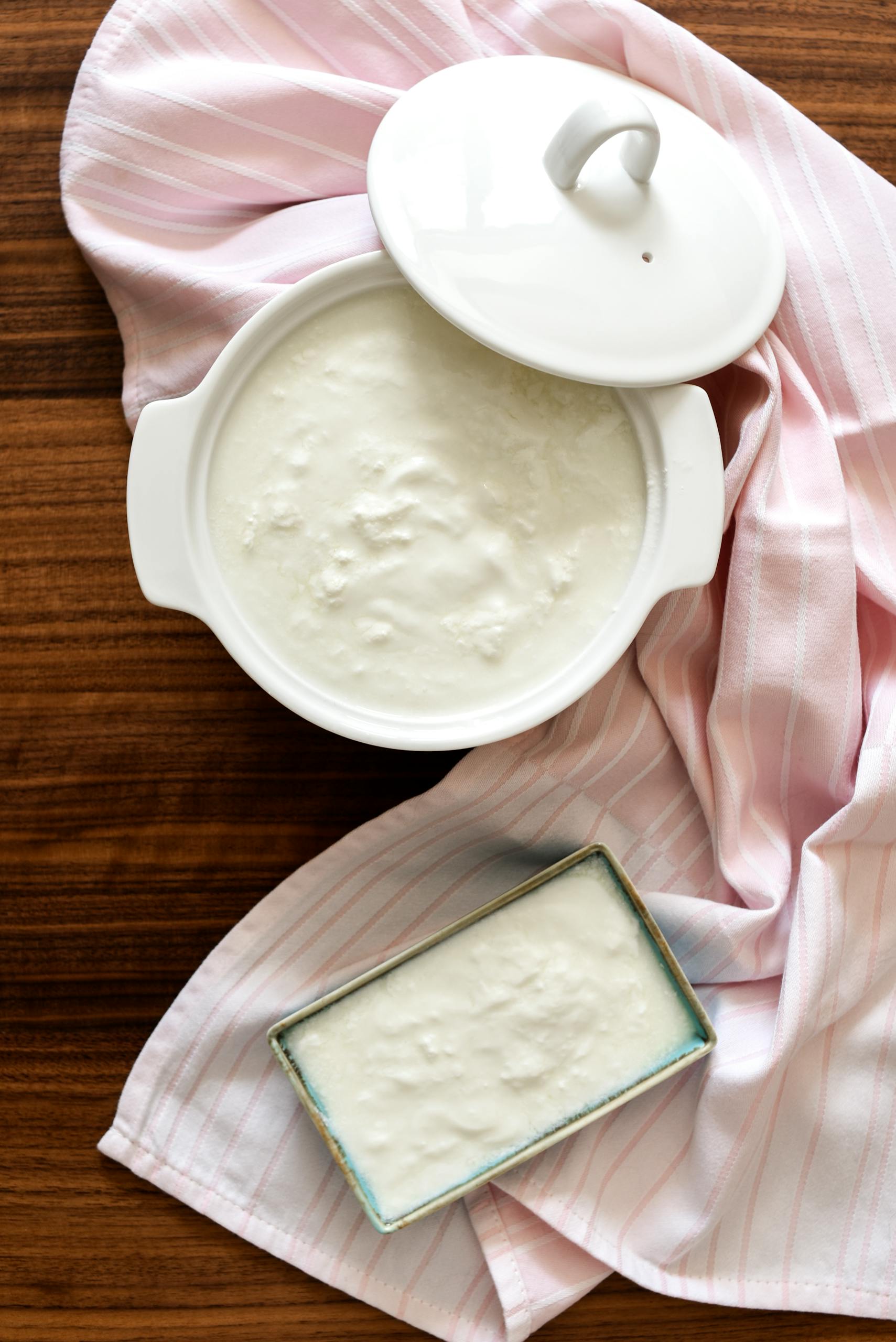 Greek yogurt vs. regular yogurt: Authentic homemade Turkish yogurt served in elegant ceramic bowls.