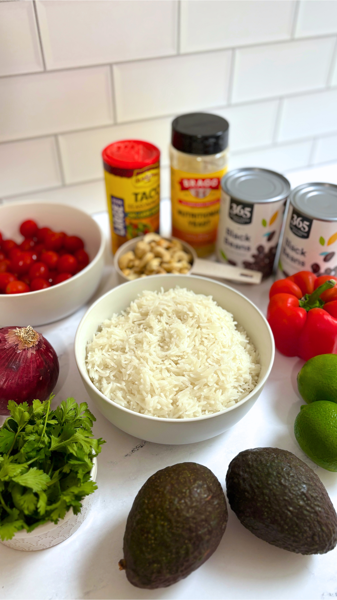 Black Bean Burrito Bowls with Creamy Cashew Sauce