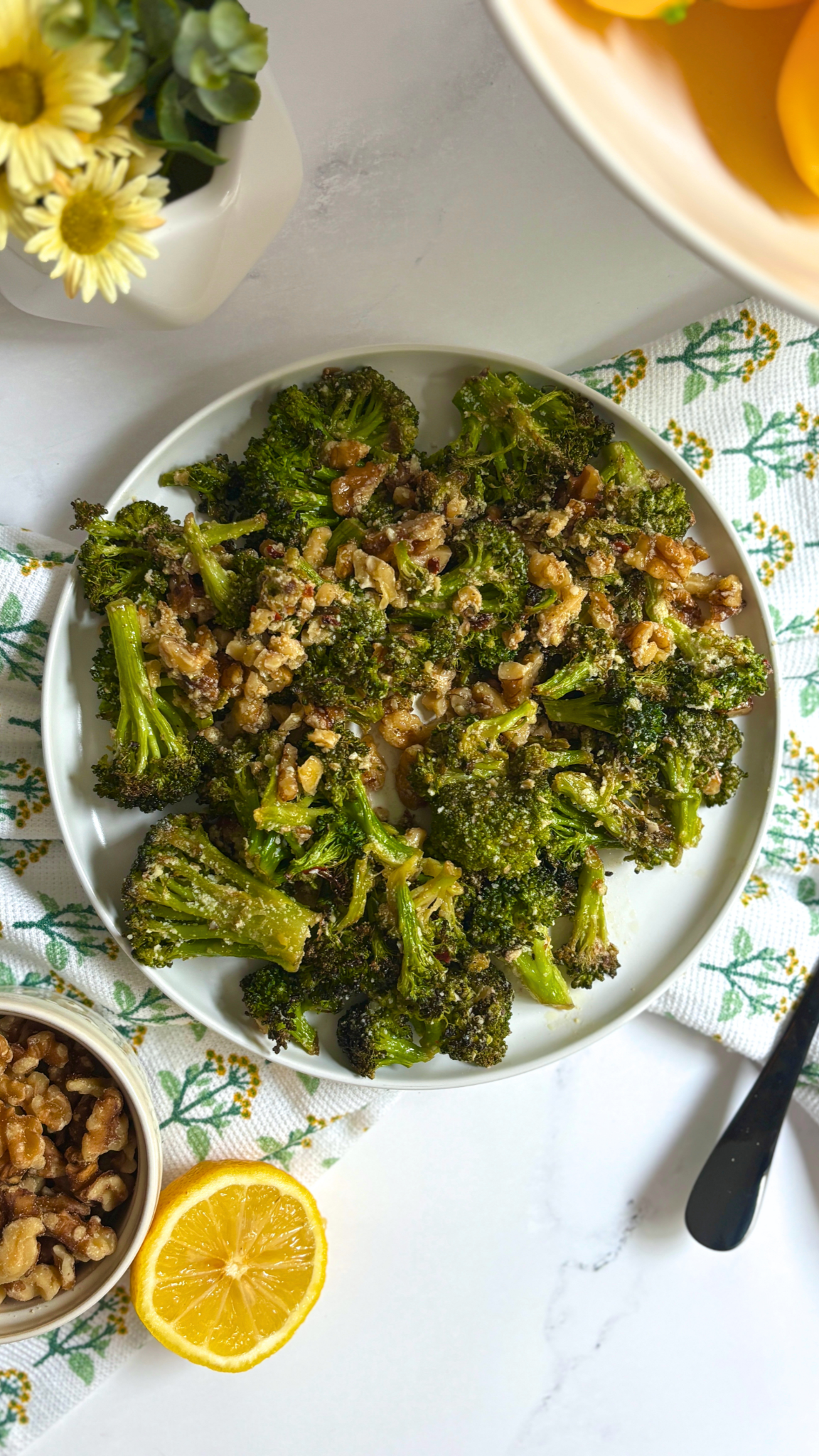 Roasted Broccoli with Lemon, Walnuts, and Parmesan