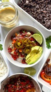 Black Bean Burrito Bowls with Creamy Cashew Sauce