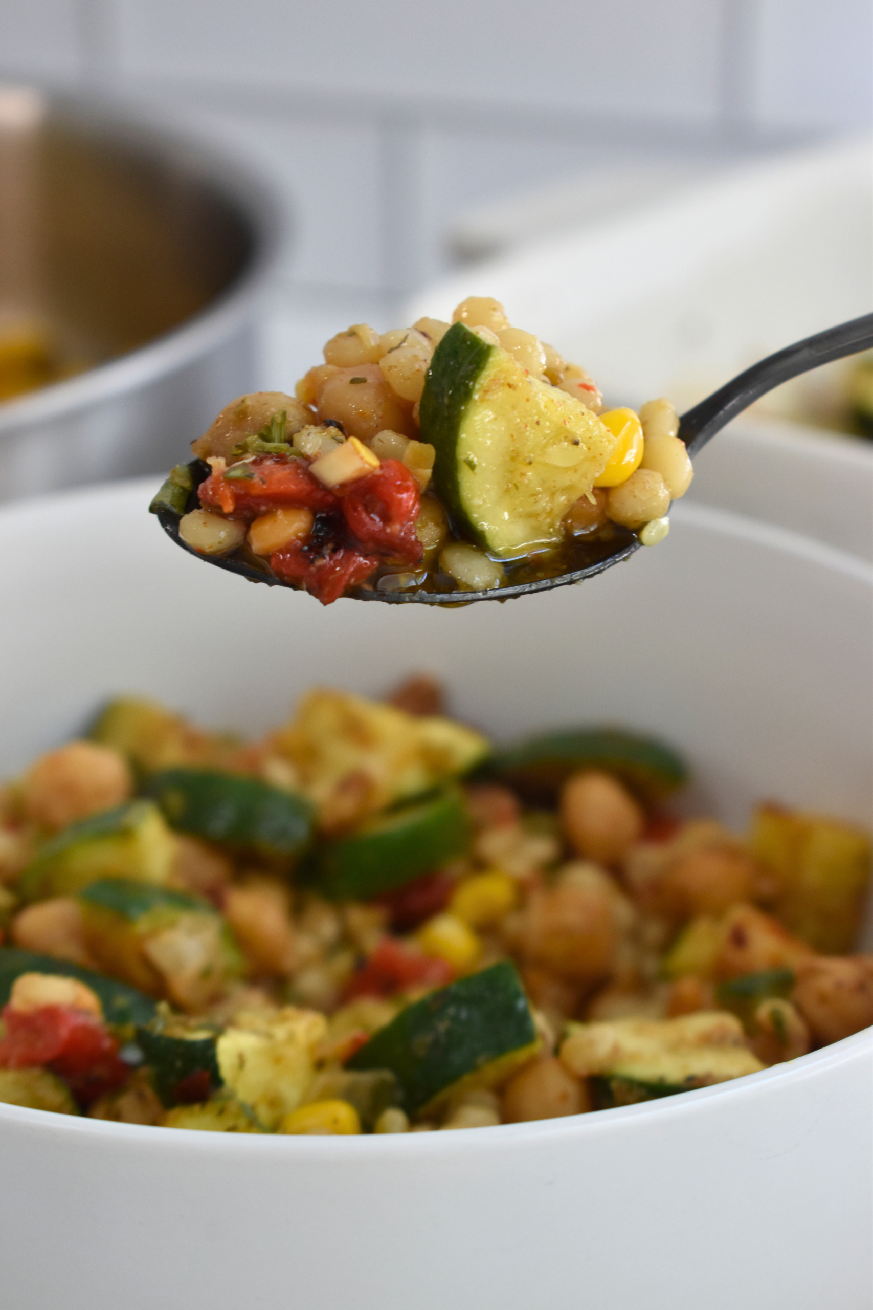 Mediterranean couscous bowls with chimichurri