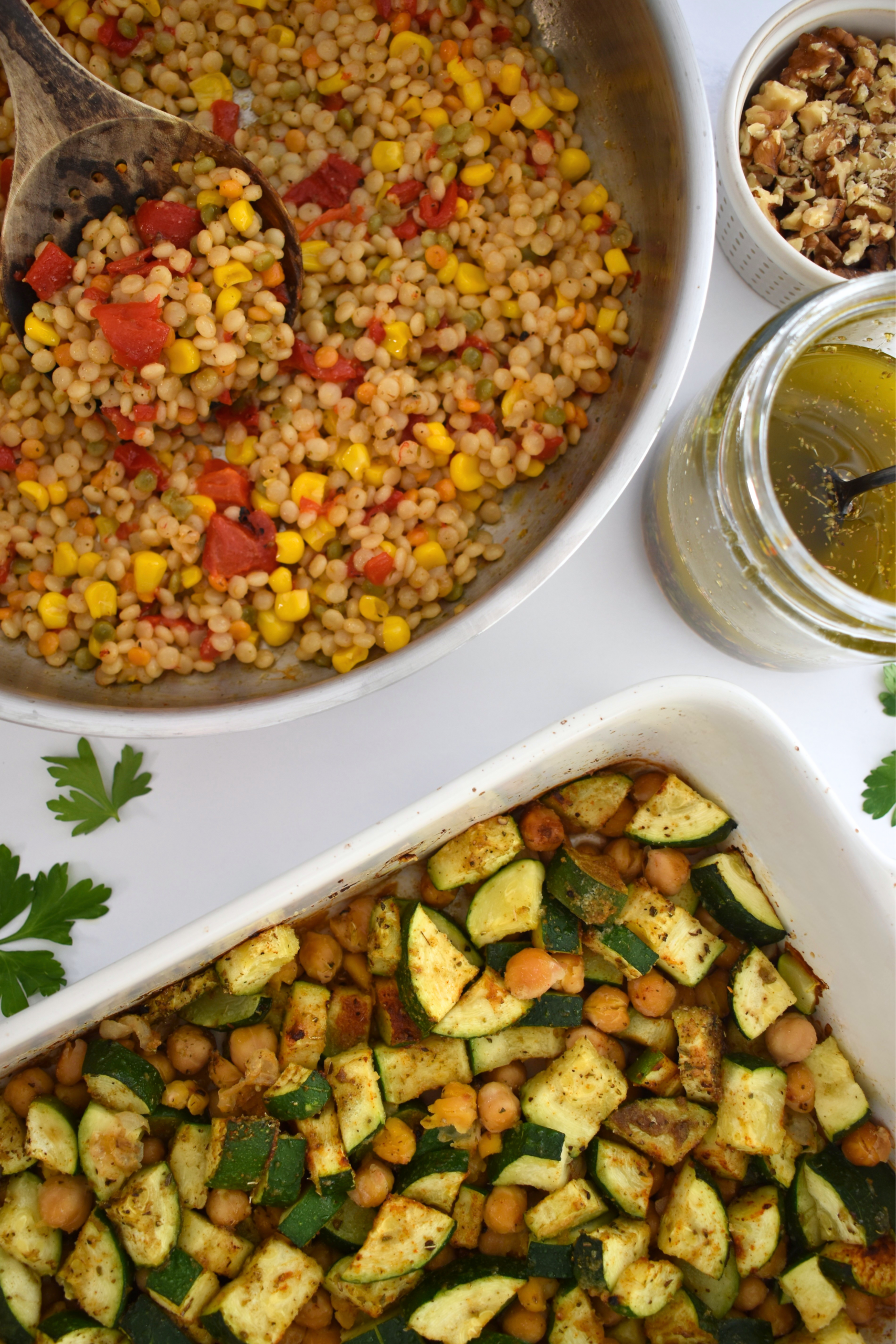 Mediterranean couscous bowls with chimichurri