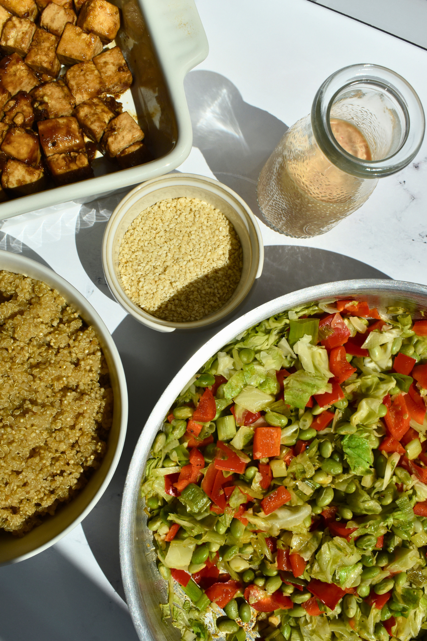 teriyaki tofu quinoa bowls