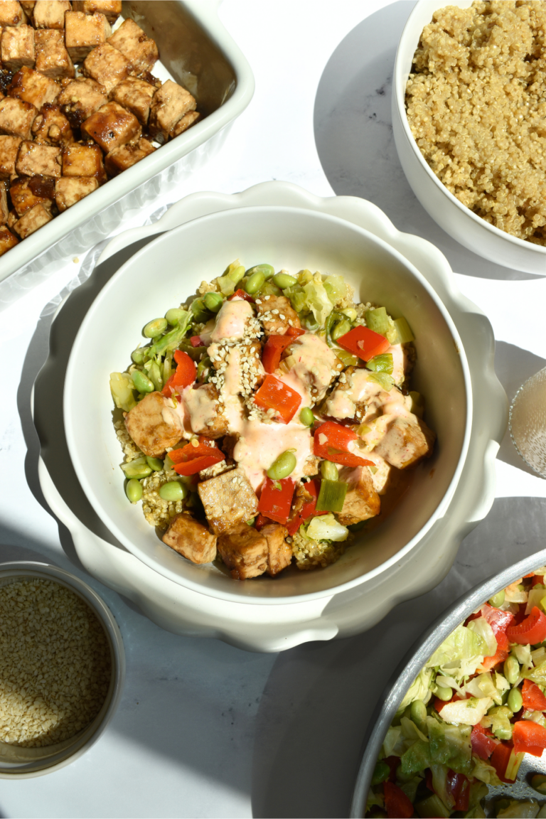 teriyaki tofu quinoa bowls