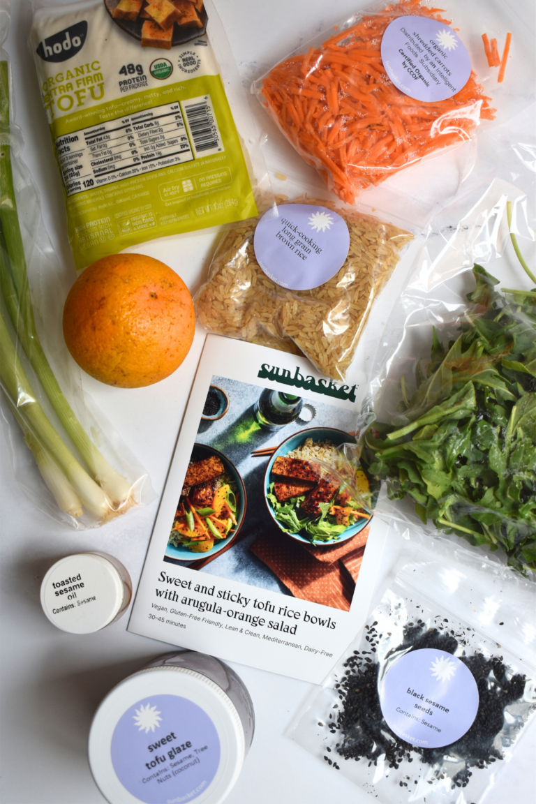 Sweet and Sticky Tofu Rice Bowls With Arugula-Orange Salad