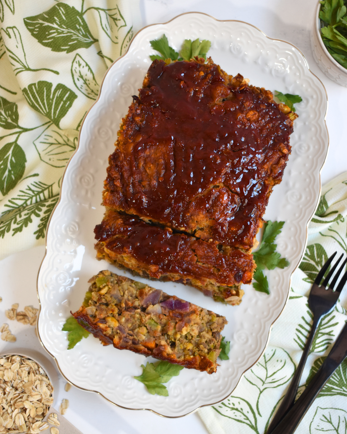 Lentil Chickpea Veggie Loaf