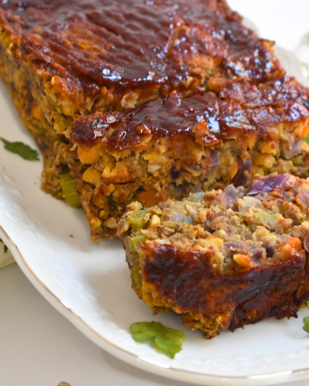 Lentil Chickpea Veggie Loaf