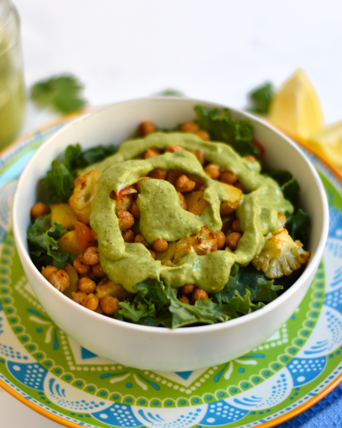 Roasted Chickpea and Potato Kale Bowls