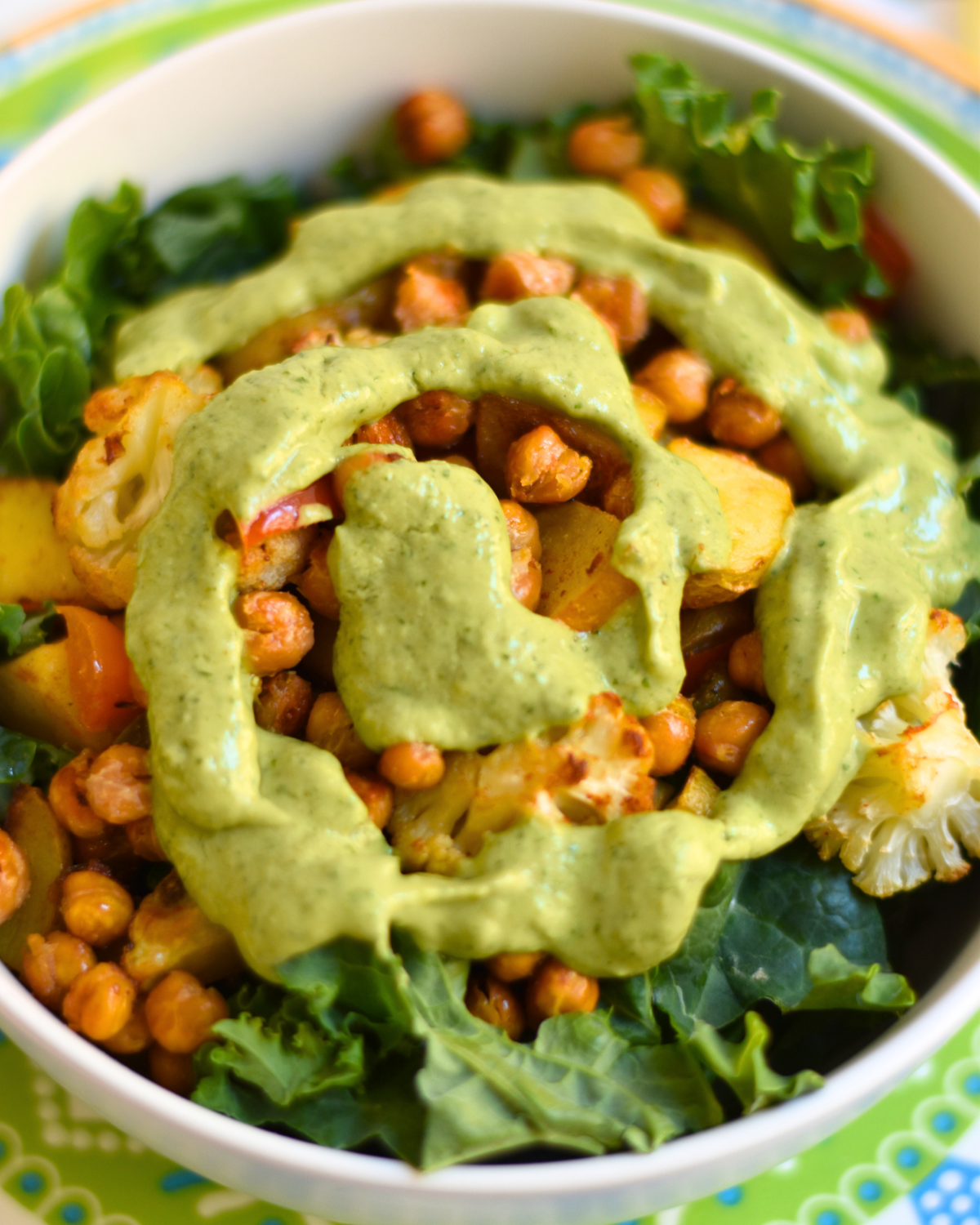 Roasted Chickpea and Potato Kale Bowls