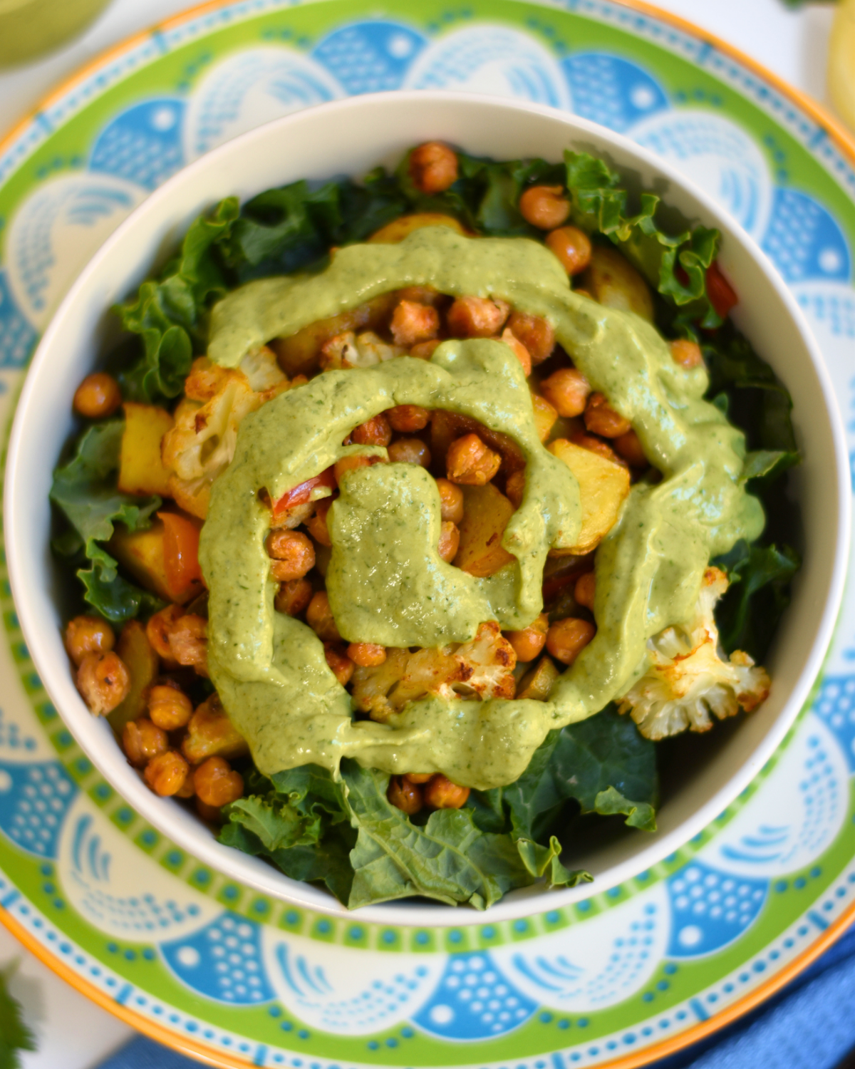 Roasted Chickpea and Potato Kale Bowls