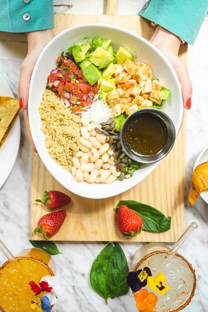 healthiest Mendocino Farms orders: Delicious and colorful salad bowl featuring fresh ingredients like quinoa and avocado, perfect for a healthy meal.