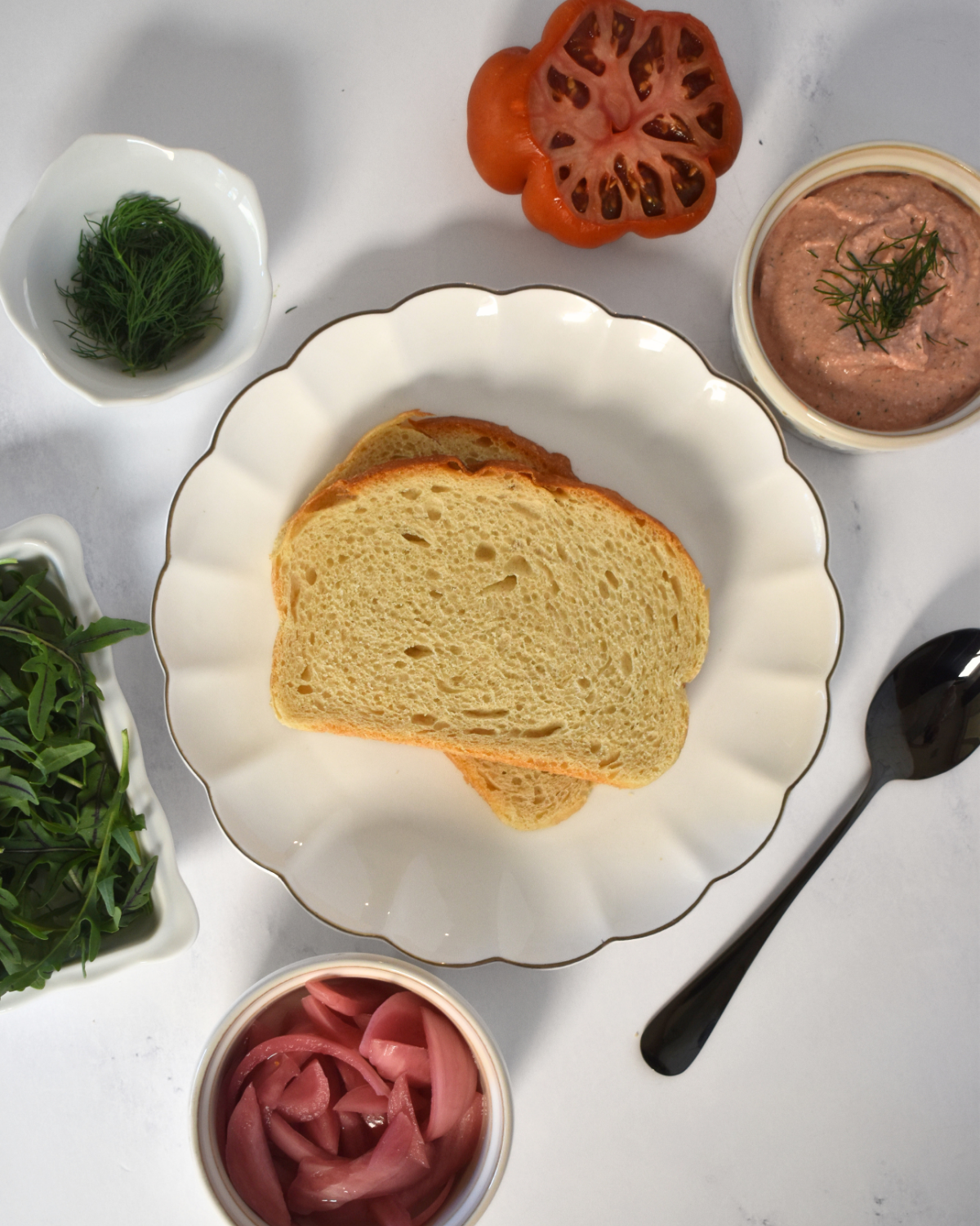 Heirloom Tomato Sandwich with Beet Whipped Feta