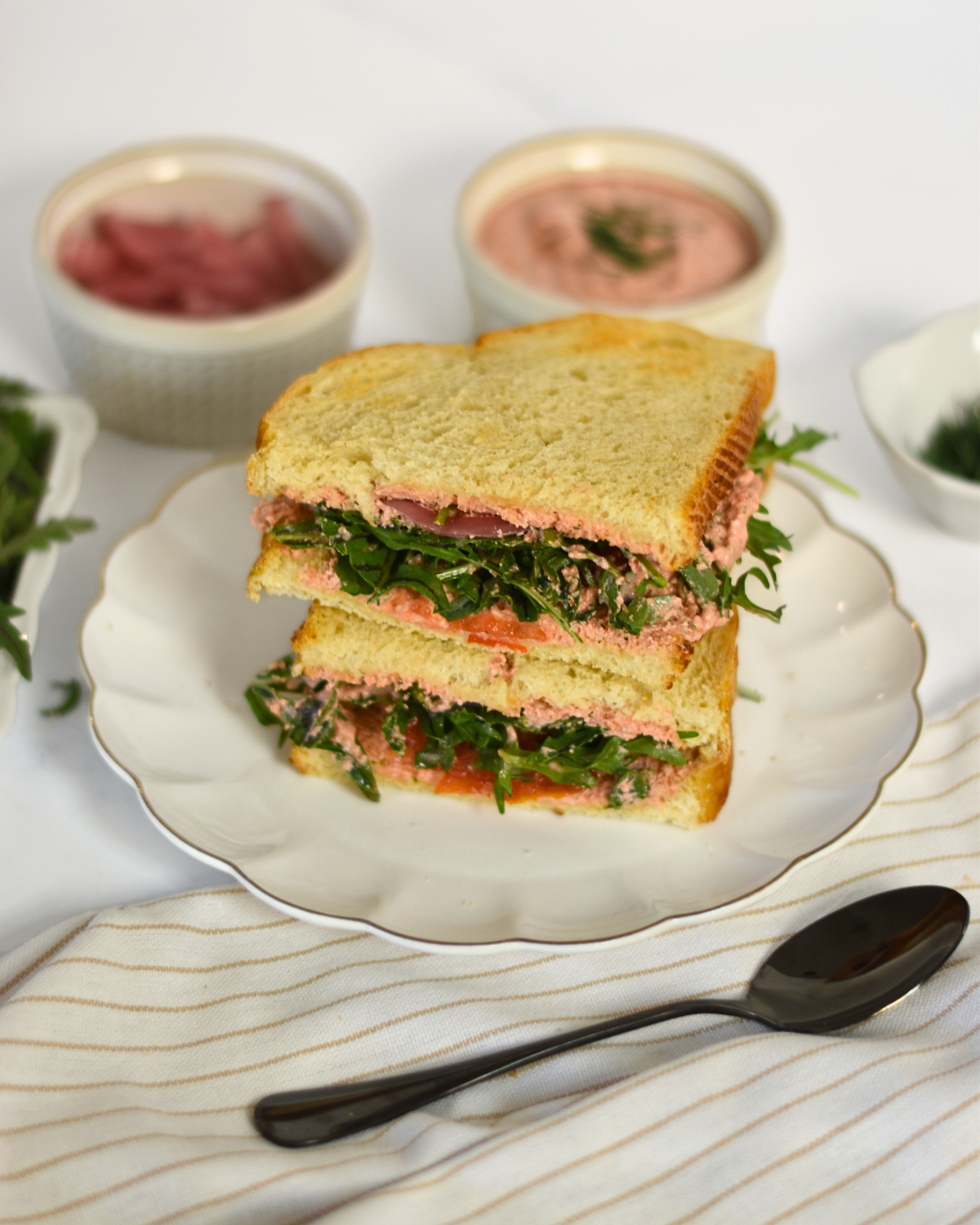 Heirloom Tomato Sandwich with Beet Whipped Feta
