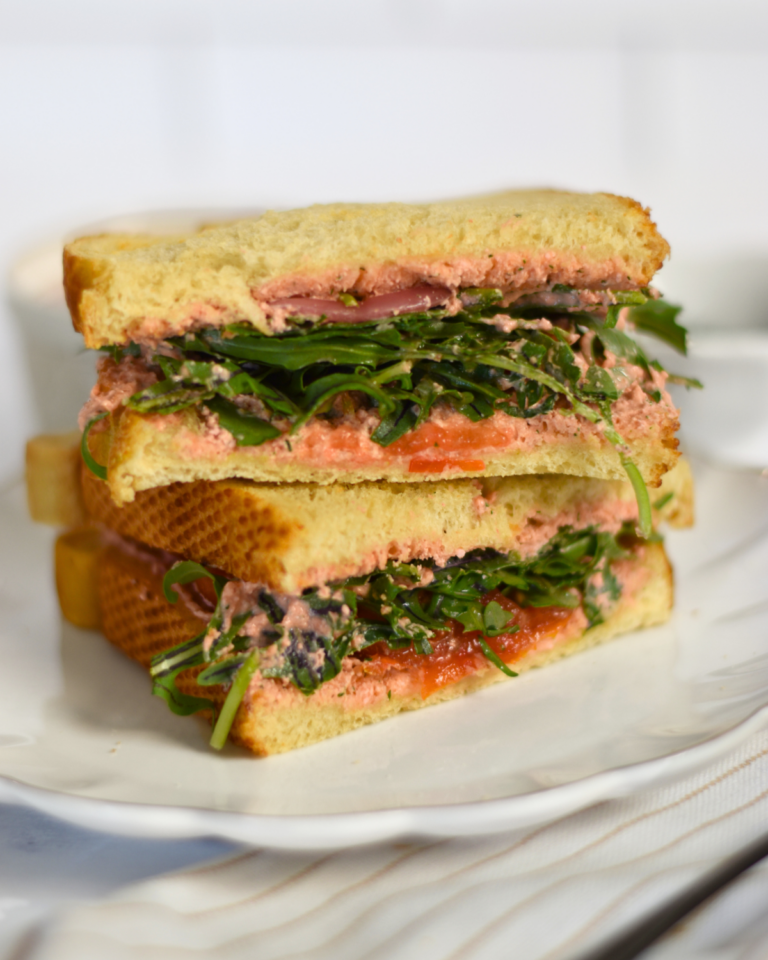 Heirloom Tomato Sandwich with Beet Whipped Feta
