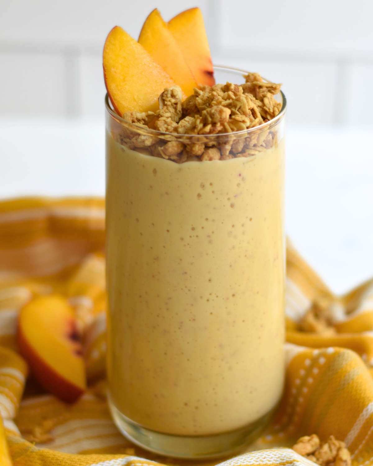 High-Protein Peach Cobbler Smoothie