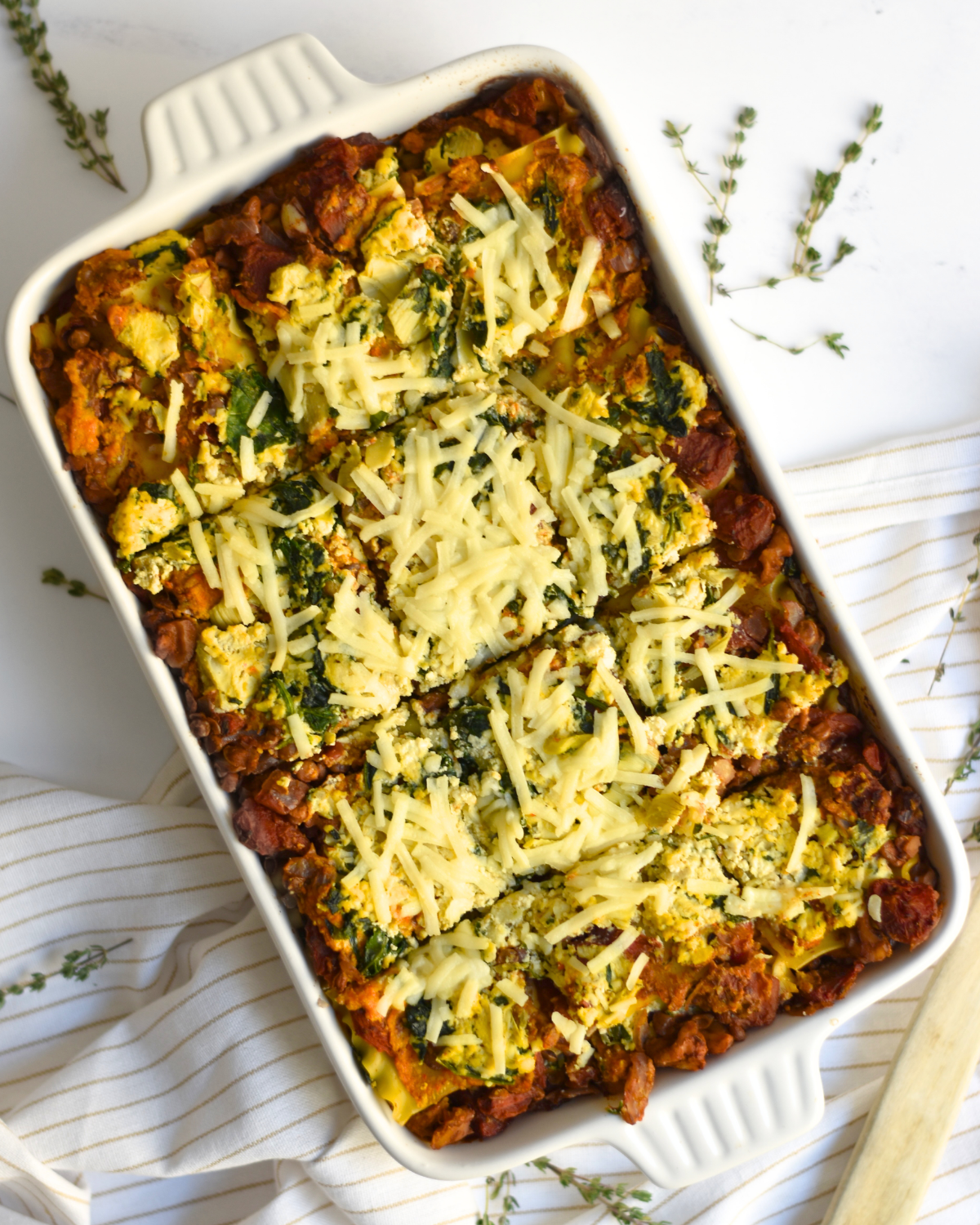 Vegan Lentil Lasagna with Spinach-Artichoke Ricotta