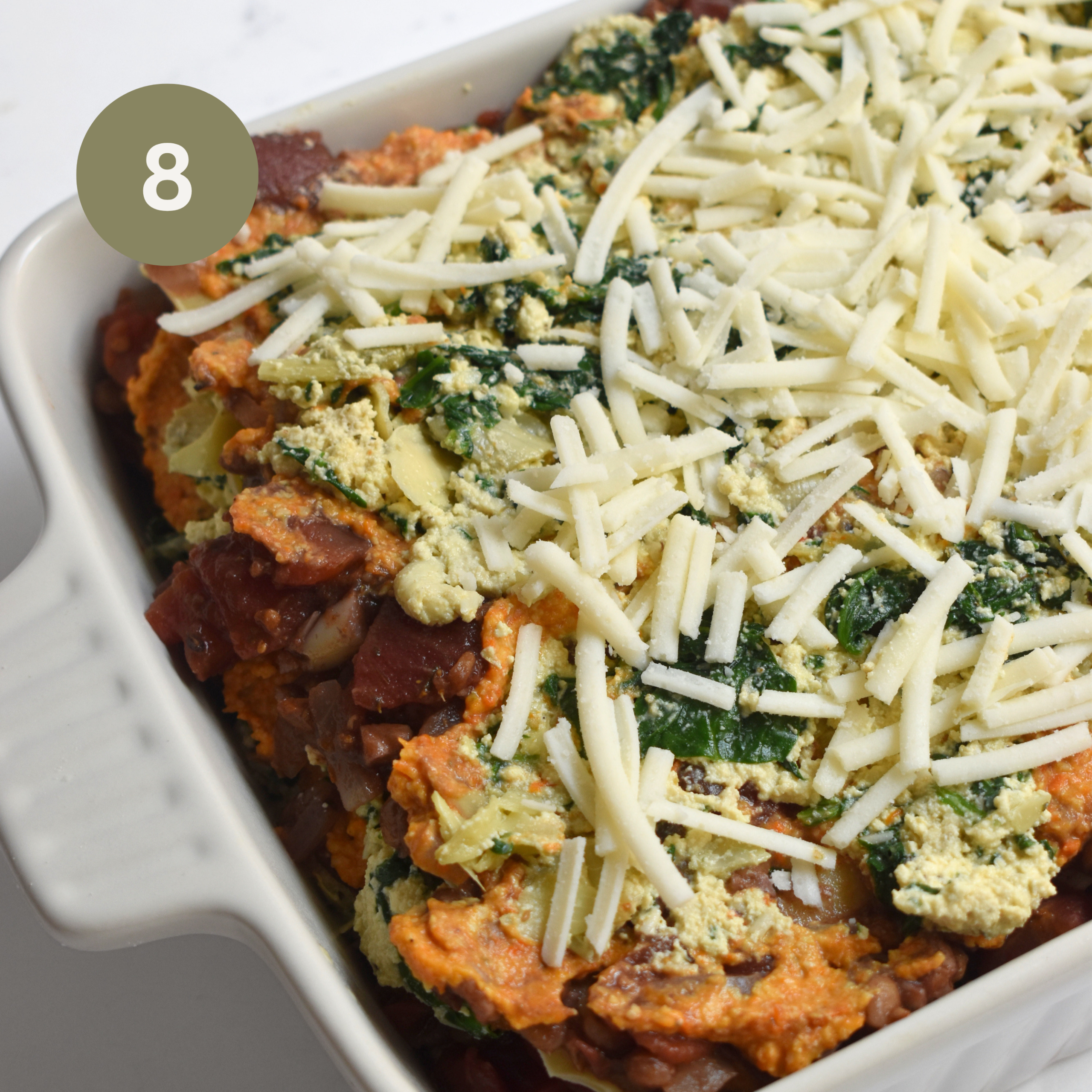 Vegan Lentil Lasagna with Spinach-Artichoke Ricotta