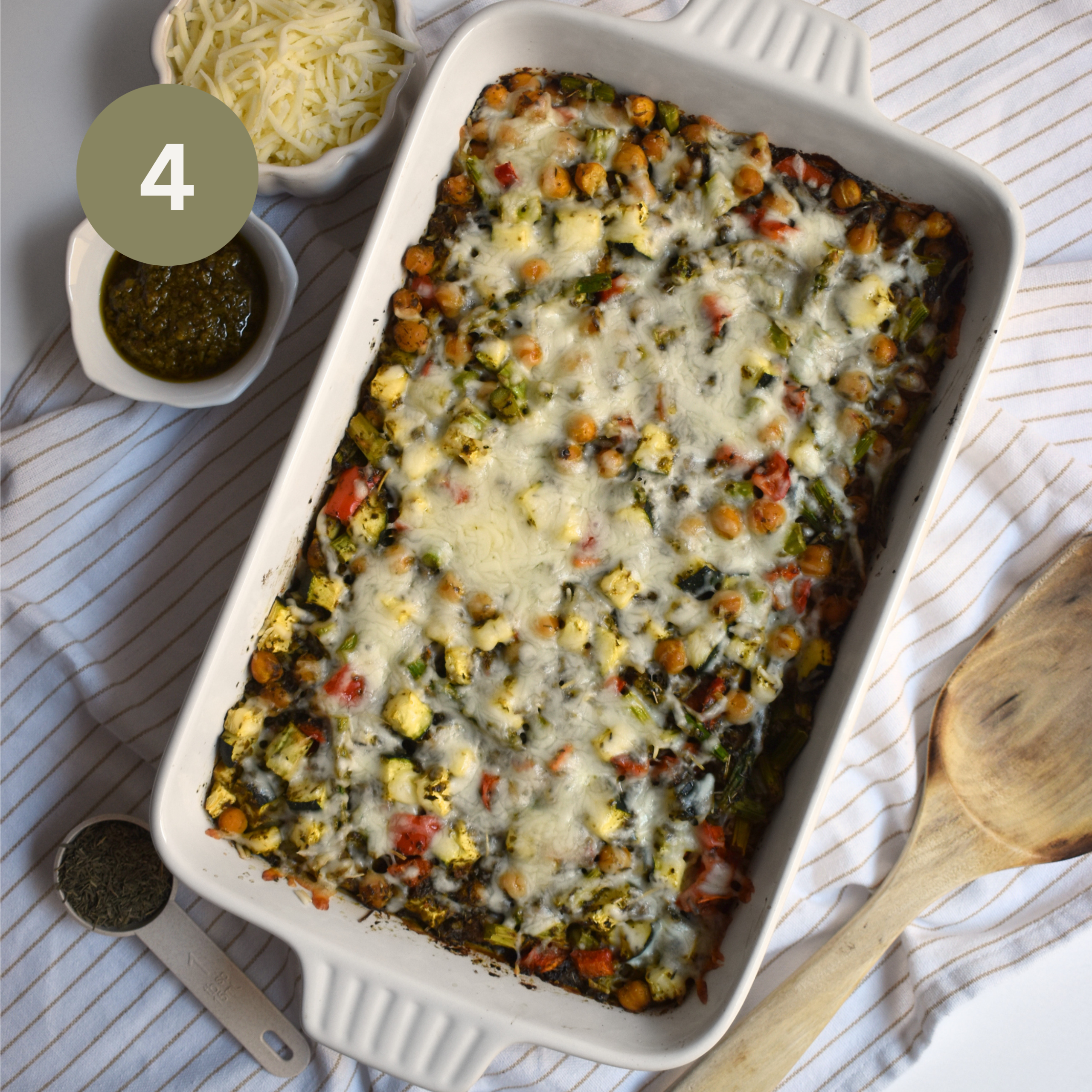 One-Pan Pesto Chickpea Rice Bake
