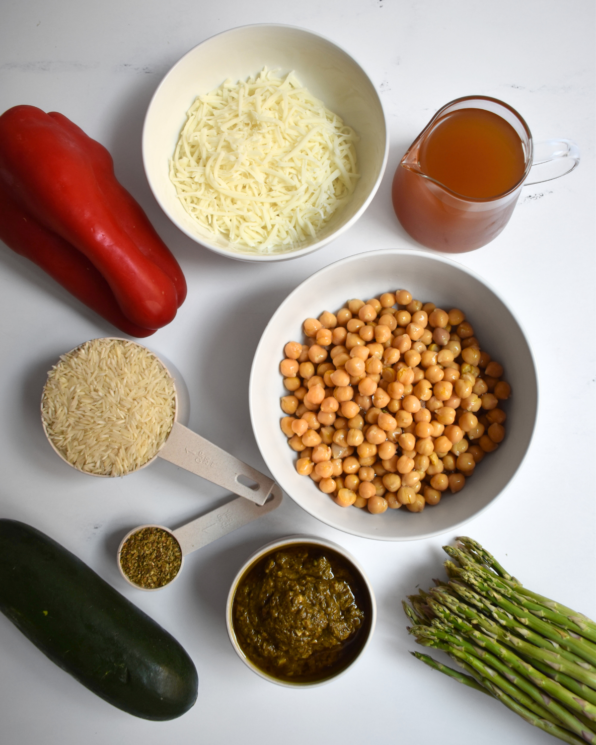 One-Pan Pesto Chickpea Rice Bake